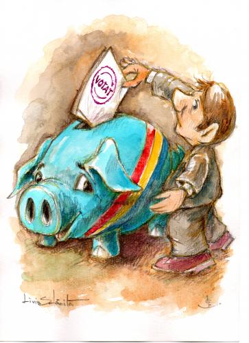 Cartoon: elections (medium) by Liviu tagged vote,piggy,bank