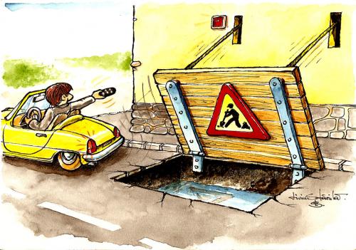 Cartoon: parking (medium) by Liviu tagged parking,hole,remote,
