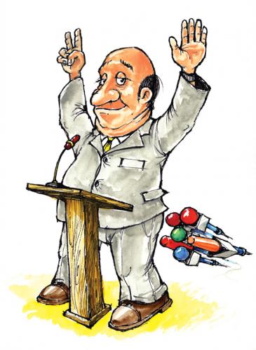 Cartoon: What politics say ... (medium) by Liviu tagged fart,politician,media,microphones,
