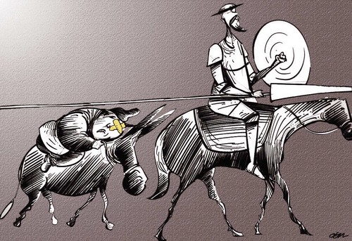 Cartoon: donquichotte (medium) by oguzgurel tagged humor