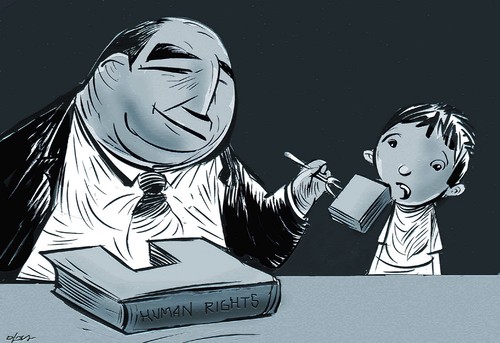 Cartoon: human rights (medium) by oguzgurel tagged humor
