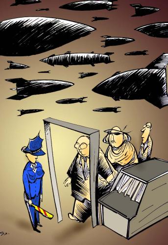 Cartoon: security (medium) by oguzgurel tagged humor