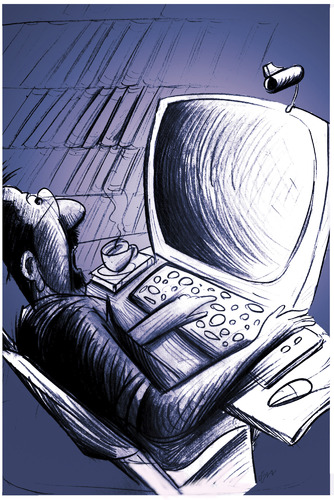 Cartoon: webcam (medium) by oguzgurel tagged humor