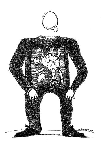 Cartoon: Guts (medium) by dbaldinger tagged heart,egg,man,figure,organs