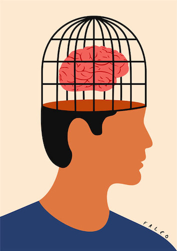 Cartoon: Brain in a cage (medium) by alexfalcocartoons tagged brain,in,cage