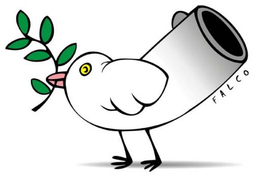 Cartoon: war for peace (medium) by alexfalcocartoons tagged war,pigeon,gun,peace,