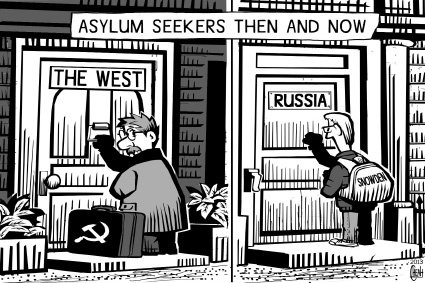 Cartoon: Asylum seekers (medium) by sinann tagged asylum,seekers,cold,war,spies,russia,ussr,west