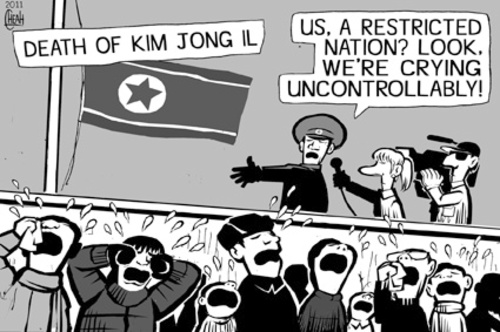 Cartoon: Death of Kim Jong Il (medium) by sinann tagged kim,jong,il,death,cry,weep,restricted,nation,uncontrollable