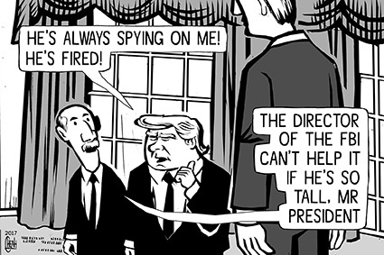 Cartoon: FBI Director fired (medium) by sinann tagged james,comey,donald,trump,fbi,fired,sacked