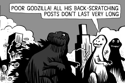 Cartoon: Godzilla scratcher (medium) by sinann tagged godzilla,backscratching,post