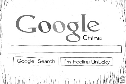 Cartoon: Google China (medium) by sinann tagged google,china,unlucky,search,engine