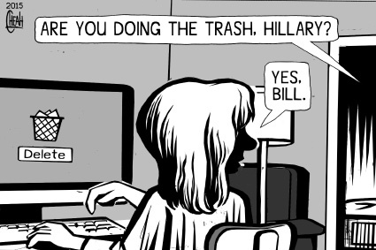 Cartoon: Hillary trash (medium) by sinann tagged hillary,clinton,emails,trash,delete