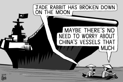 Cartoon: Jade Rabbit breakdown (medium) by sinann tagged jade,rabbit,china,moon,rover,breakdown,aircraft,carrier