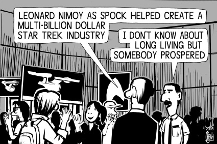 Cartoon: Leonard Nimoy aka Spock (medium) by sinann tagged leonard,nimoy,spock,star,trek,live,long,prosper