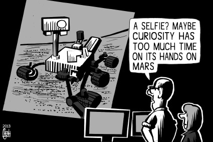 Cartoon: Mars selfie (medium) by sinann tagged mars,curiosity,rover,selfie