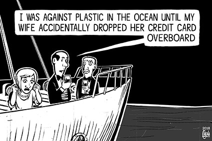 Cartoon: Plastic in ocean (medium) by sinann tagged plastic,ocean,liner,credit,card