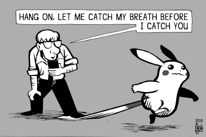 Cartoon: Pokemon Go (medium) by sinann tagged pokemon,go,catch,pikachu,breath