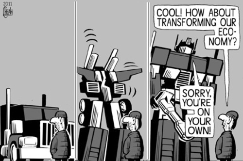 Cartoon: Transformers economy (medium) by sinann tagged transformers,economy,help