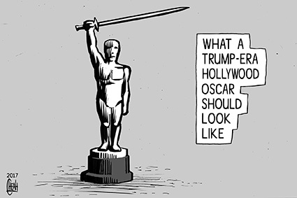 Cartoon: Trump era Oscar (medium) by sinann tagged academy,award,oscar,donald,trump,statuette