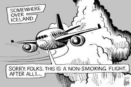 Cartoon: Volcanic flight (medium) by sinann tagged volcano,ash,flight,non,smoking