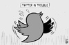 Cartoon: Twitter in trouble (small) by sinann tagged twitter,trouble,problems,shares,down