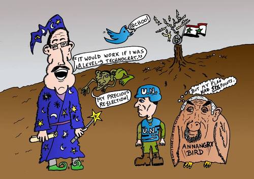 Cartoon: Why the U.N. failed in Syria (medium) by laughzilla tagged caricature,cartoon,webcomic,comic,syria,united,nations,parody,satire,political,thedailydose,editorial