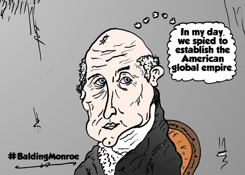 Cartoon: Empirical Bald Monroe comic (medium) by BinaryOptions tagged bald,balding,president,monroe,spy,empire,caricature,webcomic,cartoon,comic,binary,option,options,trade,trading,optionsclick,political,editorial,news,satire