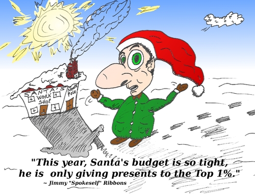 Cartoon: Santa Claus top 1 percent comic (medium) by BinaryOptions tagged binary,options,option,trade,trader,trading,optionsclick,santa,claus,elf,top,christmas,gifts,caricature,cartoon,editorial,business,financial,economy,parody