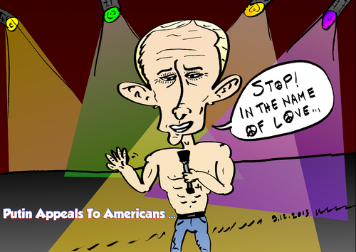 Cartoon: The seduction of Obama by Putin (medium) by BinaryOptions tagged syria,war,president,putin,shirtless,economic,plea,investing,trade,binary,option,options,trader,invest,financial,money,optionsclick,editorial,cartoon,caricature,political,business,news