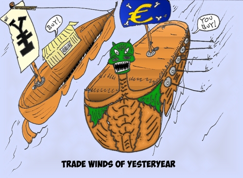 Cartoon: Tradewinds of yesteryear cartoon (medium) by BinaryOptions tagged optionsclick,binary,option,options,trade,trader,trading,eur,jpy,euro,japanese,yen,europe,financial,economic,business,buy,sell,tradewinds,yesteryear,news,editorial