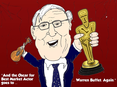 Cartoon: Warren Buffet and his Oscar (medium) by BinaryOptions tagged warren,buffet,optionsclick,oscar,best,actor,caricature,comic,webcomic,news,finances,market,trader,investor,trading,investing