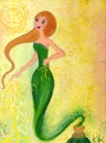 Cartoon: Jade Djini (small) by KatrinKaciOui tagged djini,flaschengeist,fantasie,magie,märchen,frau,grün,jade,wunsch,erfüllung,kinderzimmer,kunstkarte,öl,auf,leinwand