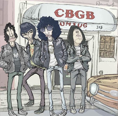 Cartoon: The Ramones (medium) by wambolt tagged caricature,music,rock,punk