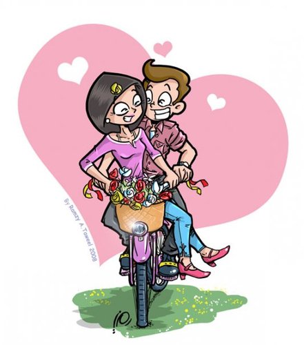 Cartoon: love (medium) by ramzytaweel tagged love,bicycle,romance