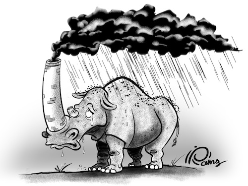 Cartoon: Rhino (medium) by ramzytaweel tagged wildlife,rhino,animlas