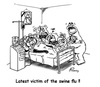 Cartoon: Latest victim of the swine flu ! (small) by ramzytaweel tagged swine,flu,sesame,street,miss,piggy