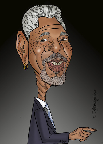 Cartoon: Morgan Freeman (medium) by Berge tagged carucature,american,actor