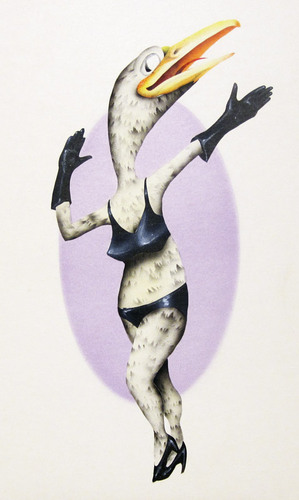 Cartoon: Dancer (medium) by vokoban tagged painting,airbrush,bird,leather,dance