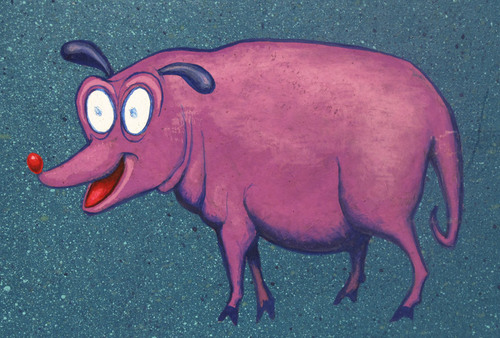 Cartoon: Untitled (medium) by vokoban tagged painting,gouache,pig,dog