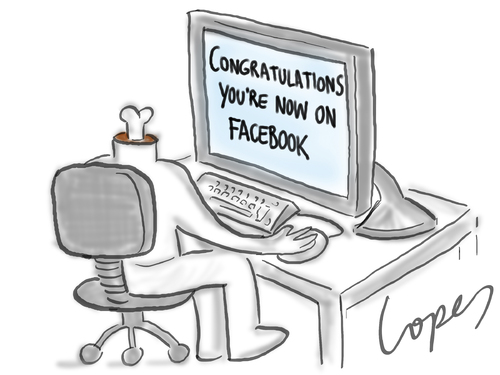 Cartoon: Facebook User (medium) by Lopes tagged facebook,head,computer,internet,site,web,neck,face,social,media,message,desk,desktop