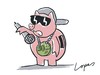 Cartoon: 50 Cent (small) by Lopes tagged rapper,fifty,cent,piggy,bank,coin,singer,cap,music,rap