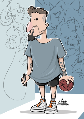 Cartoon: George Gamez (medium) by gamez tagged georgegamez,gamez,georgegamezkaicartoons,basketball,jordan,ball,diesel,tattoo,marker,freaky,people
