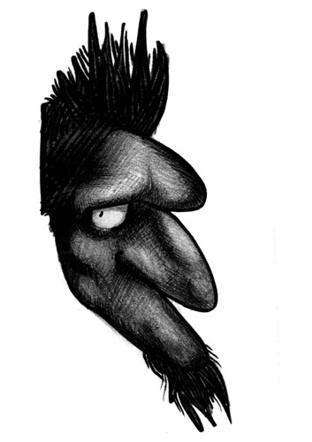 Cartoon: RadicaL SeLfPortraiT (medium) by gamez tagged gmz,black,grotesc,portrait,crayon,eyecute,profile