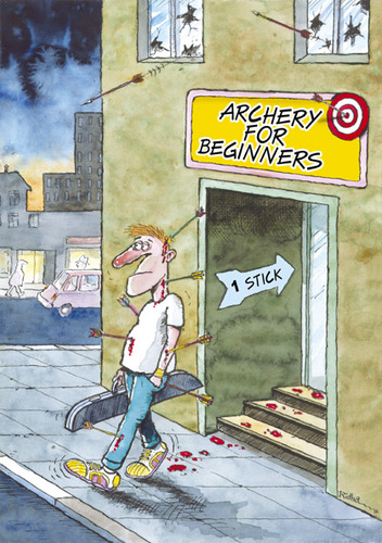 Cartoon: Archery (medium) by Ridha Ridha tagged archery,black,humor,cartoon,by,ridha