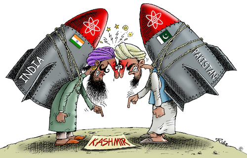 Cartoon: Conflict between India and Pakis (medium) by Ridha Ridha tagged conflict,between,india,pakis,cartoon,by,ridha