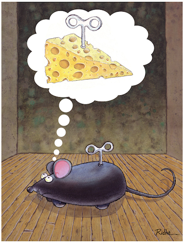 Cartoon: No title -  Ridha H. Ridha (medium) by Ridha Ridha tagged mouse,toys,dreaming,cheese,styled,key,ridha