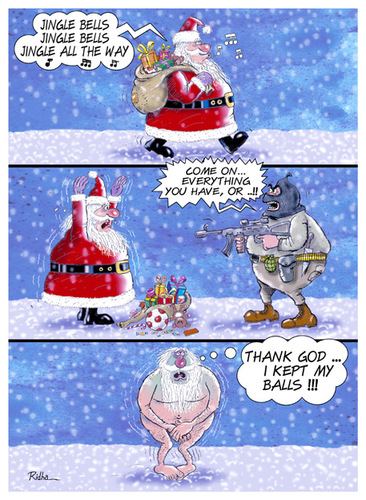 Cartoon: Robbery in Christmas (medium) by Ridha Ridha tagged robbery,in,christmas,black,humor,cartoon,by,ridha