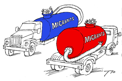 Cartoon: Exchange of migrants (medium) by tunin-s tagged exchange