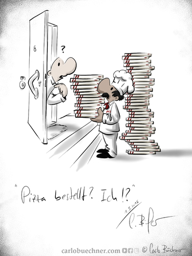 Cartoon: Erster Mai (medium) by Carlo Büchner tagged prank,gag,satire,cartoon,arts,büchner,carlo,ray,door,tür,treppe,bestellt,bestellung,italiener,streiche,streich,pizza,2015,mai,erster