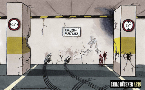 Cartoon: Frauenparkplatz (medium) by Carlo Büchner tagged frauen,parkplatz,auto,crash